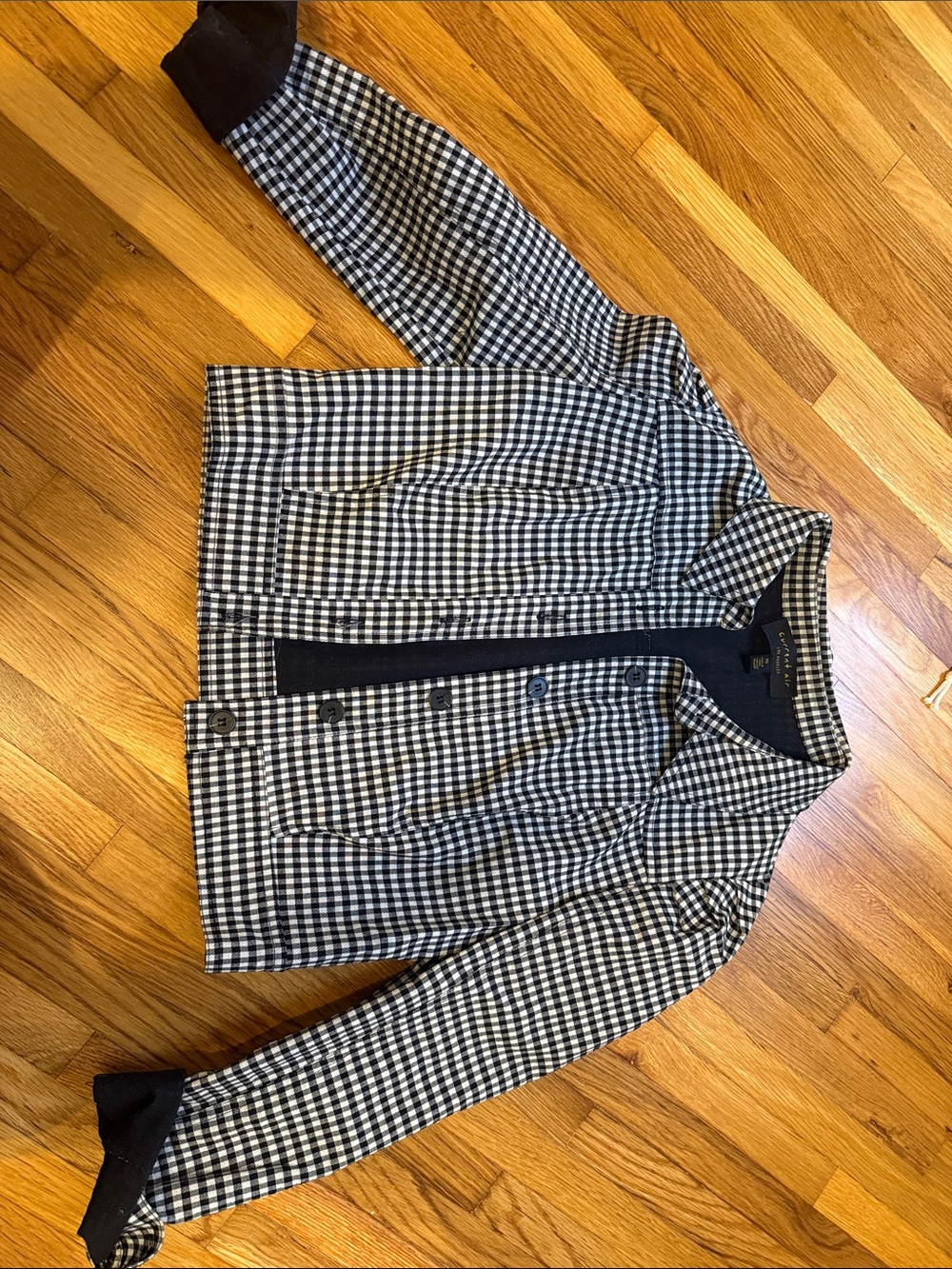 Anthropologie Black and White Gingham Blazer Jacket